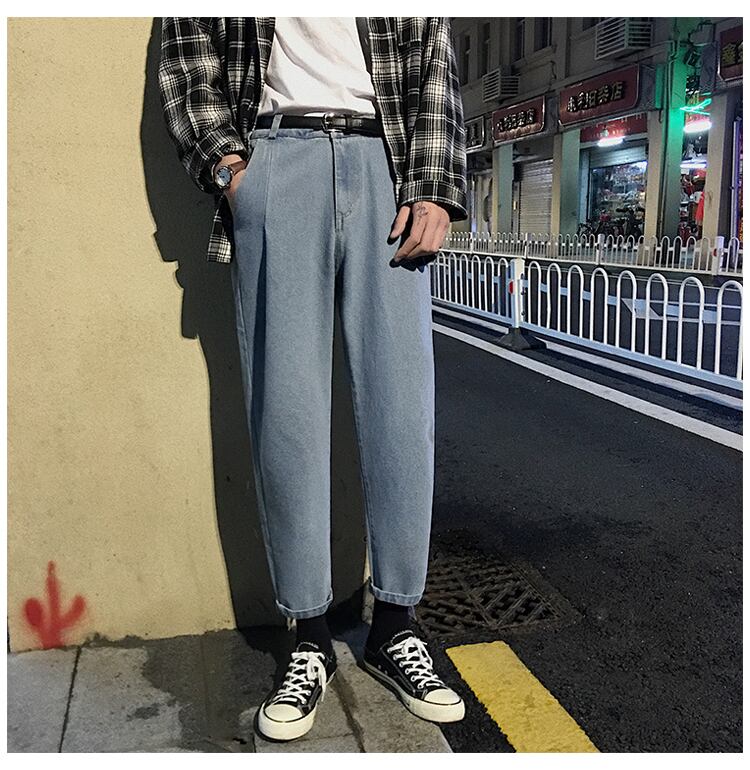 全2色 デニム パンツ ストレート カジュアル シンプル 無地