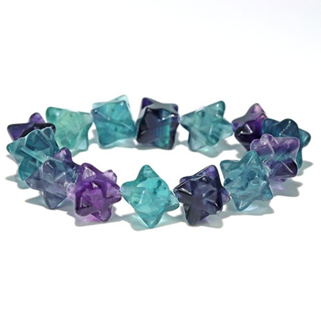 〔K2026〕フローライト マカバスター（マルカバスター）ブレスレット  蛍石 Fluorite【ランダム発送】