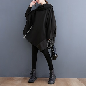 ASYMMETRIC SHOULDER WRAP PULLOVER TOP 1color M-4340