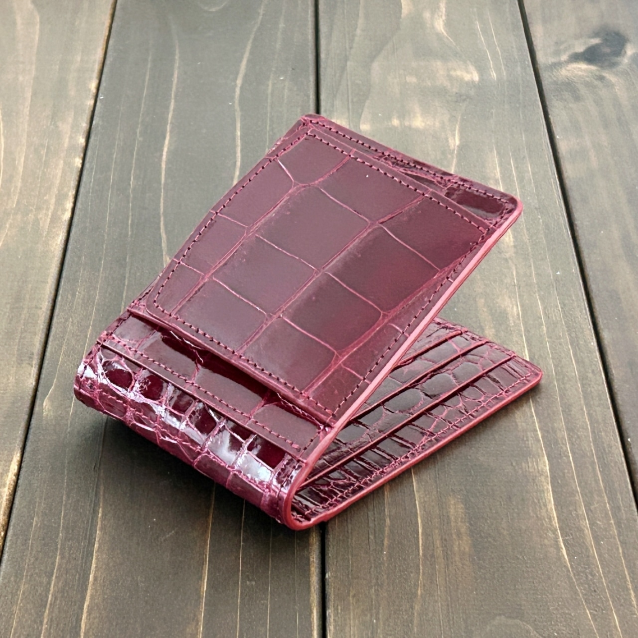 クロコダイル 無双 マネークリップ ボルドー