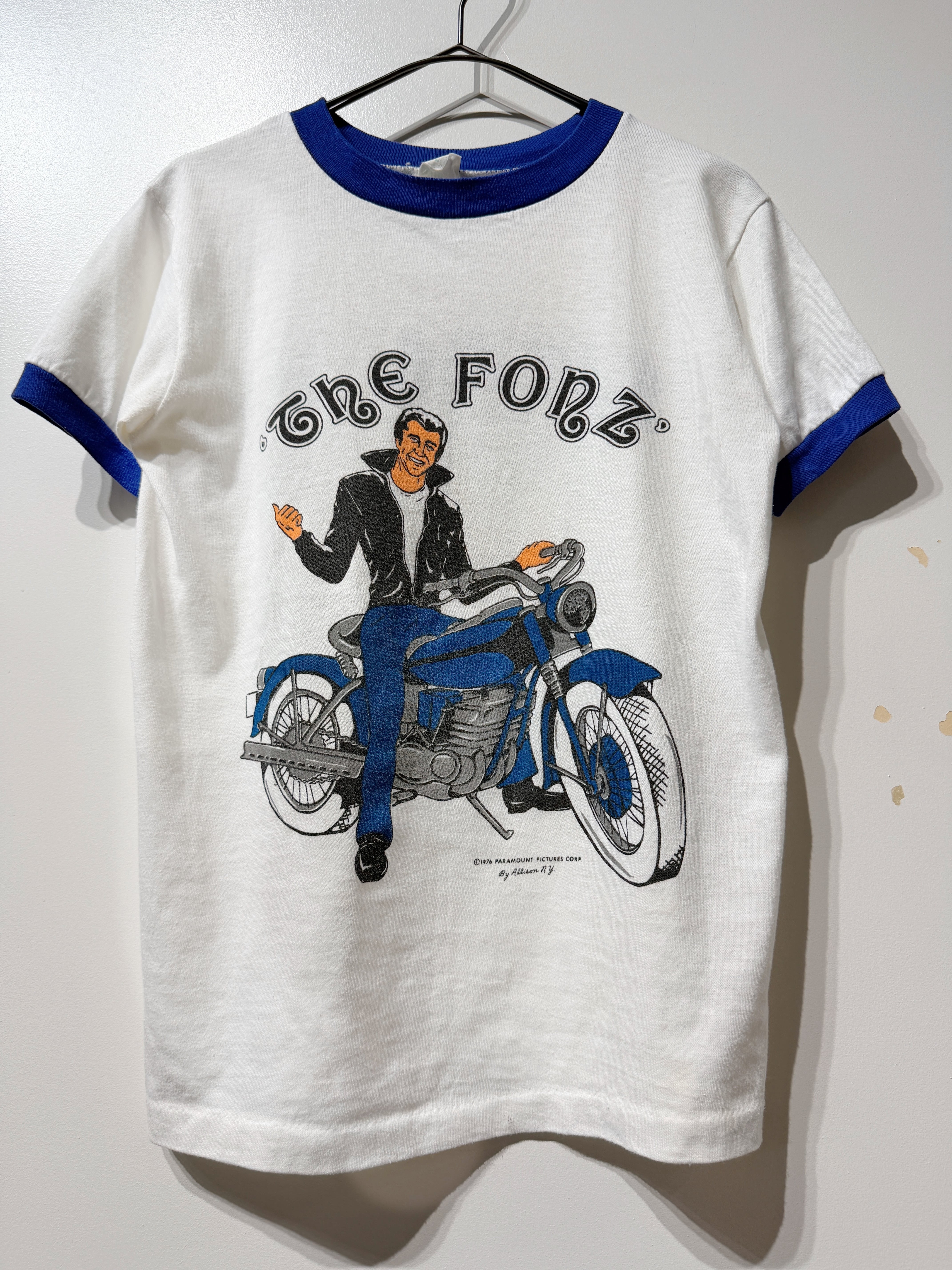 (CS2517)70’s THE FONZ “SIT ON IT” HAPPY DAYS double sided ringer T-shirt ©1976