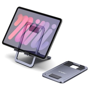 【新着特価】JSAUX ユニバーサルタブレットスタンド ポータブル折りたたみ式タブレットホルダー デスク用 iPad mini/Air、Samsung Galaxy Tab、Kindle Fire、Steam Deck、Switch 2、ROG Ally、iPhoneに対応 - グレー