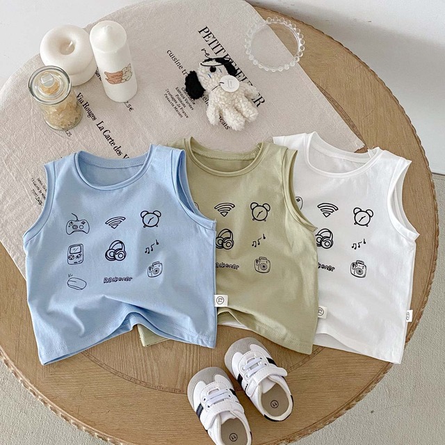 【BABY】デイリー絵文字プリントノースリーブTシャツ - 11