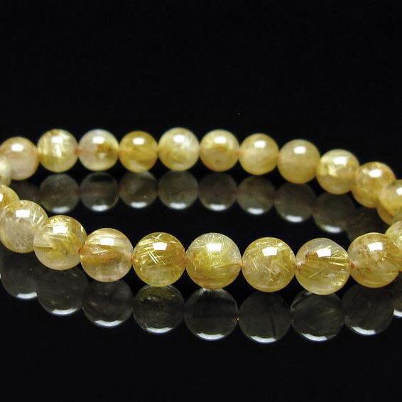 タイチンルチル 8mm タイチンルチルクォーツ ブレスレット おまかせ便 一点物 111-41688