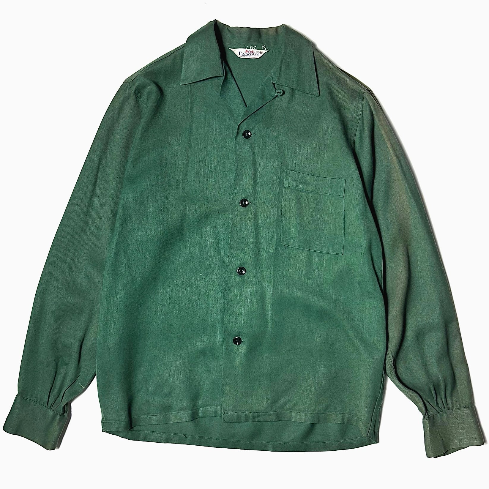 Vintage 50's【CAMPUS】Open Collar Rayon Shirt | Antler