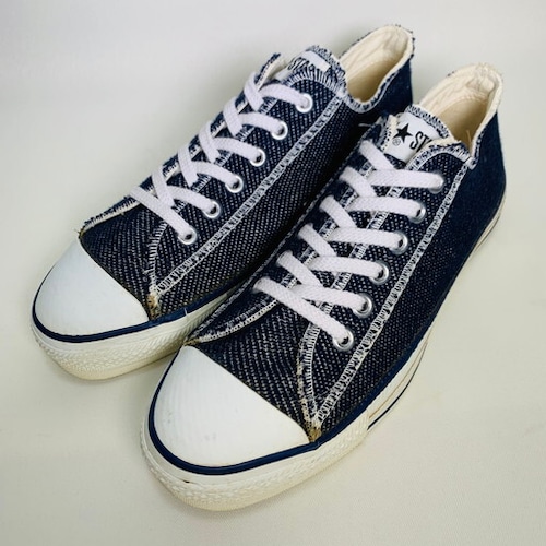 90's CONVERSE コンバース ALL STAR LOW オールスターロー INSAIDE OUT スニーカー ロックステッチ かがり縫い NAVY ネイビー デッドストック NOS US8 USA製 箱無し 希少 ヴィンテージ BA-923 RM1292H