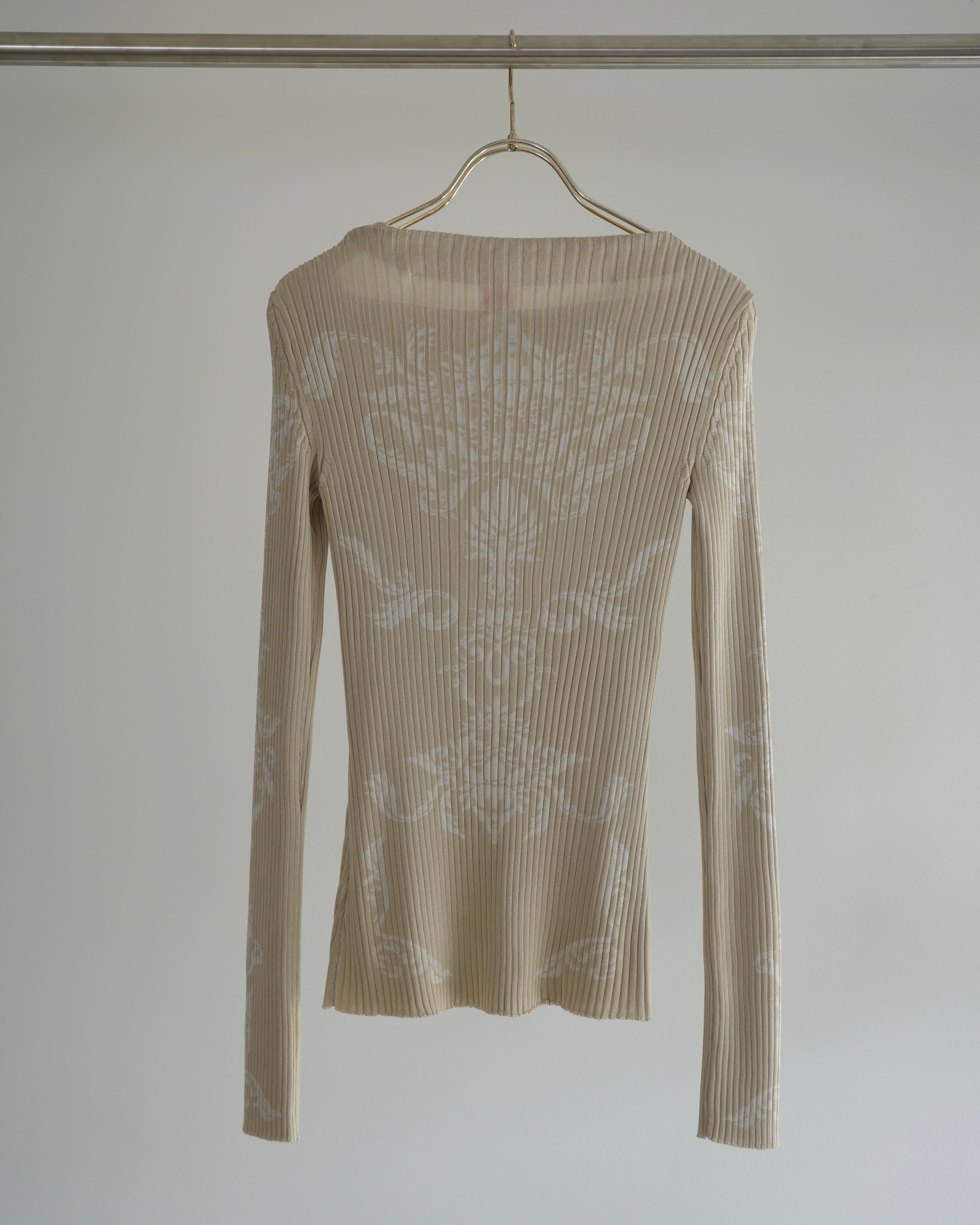 FETICO / DAMASK PATTERN RIB KNIT TOP | LA VILLA ROUGE