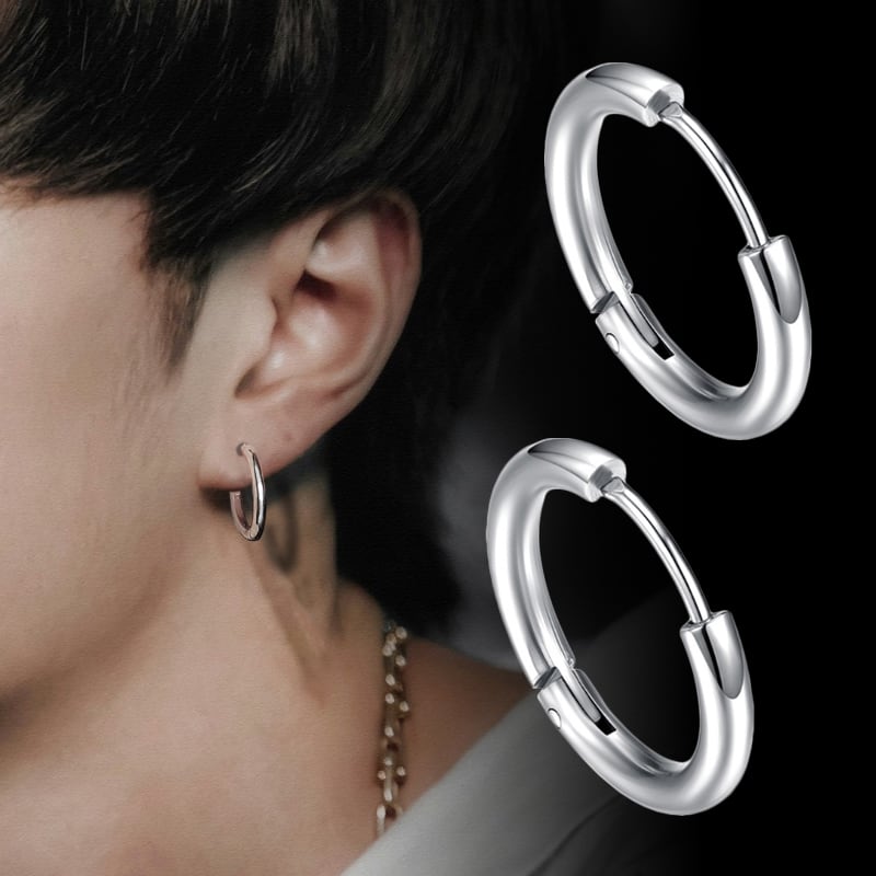 韓国風 メンズ フープピアス チタンステンレス シンプルイヤリング