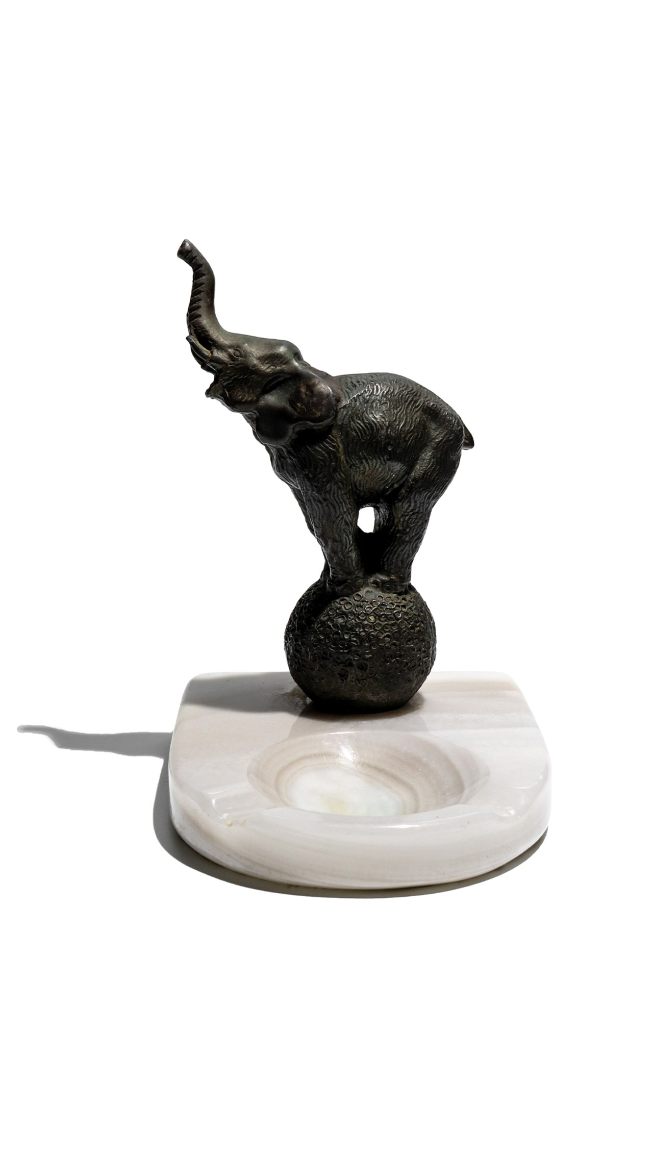 1930s Art Deco Style Circus Elephant and Onyx Ashtray