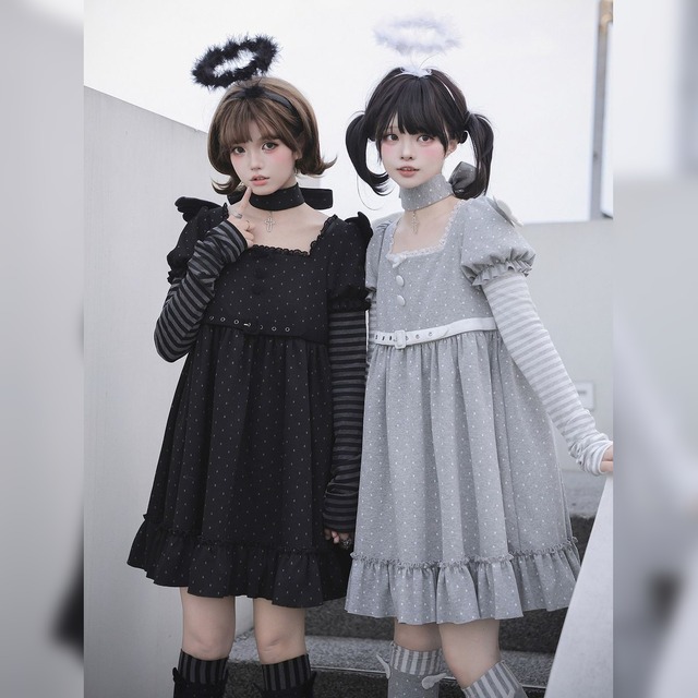 天使と小悪魔・ドットフリルワンピース：ワンピースのみ