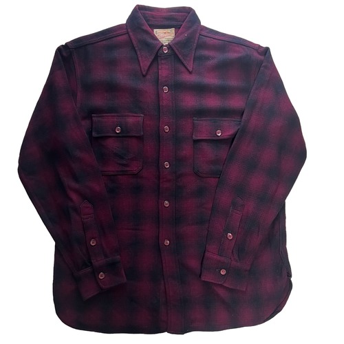 40's~ Ombre check wool shirt