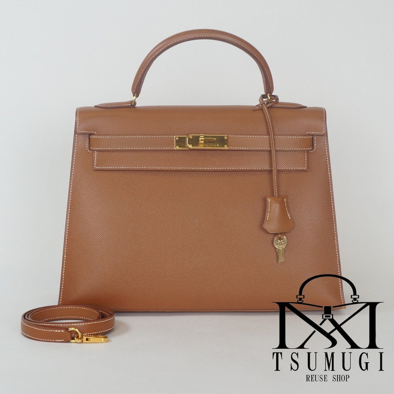 HERMES エルメス ケリー 32 ヴォーエプソン 2WAYハンドバッグ ゴールド ゴールド金具 〇Z:1996年