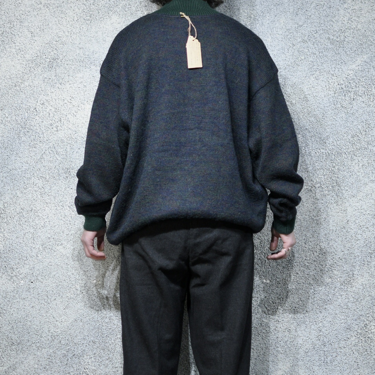 embroidery design half zip melange knit