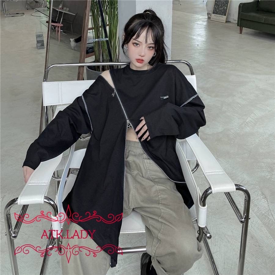 ATK.LADY】B123 ホワイト 白 黒 ブラック スウェット ロンT 涼しい