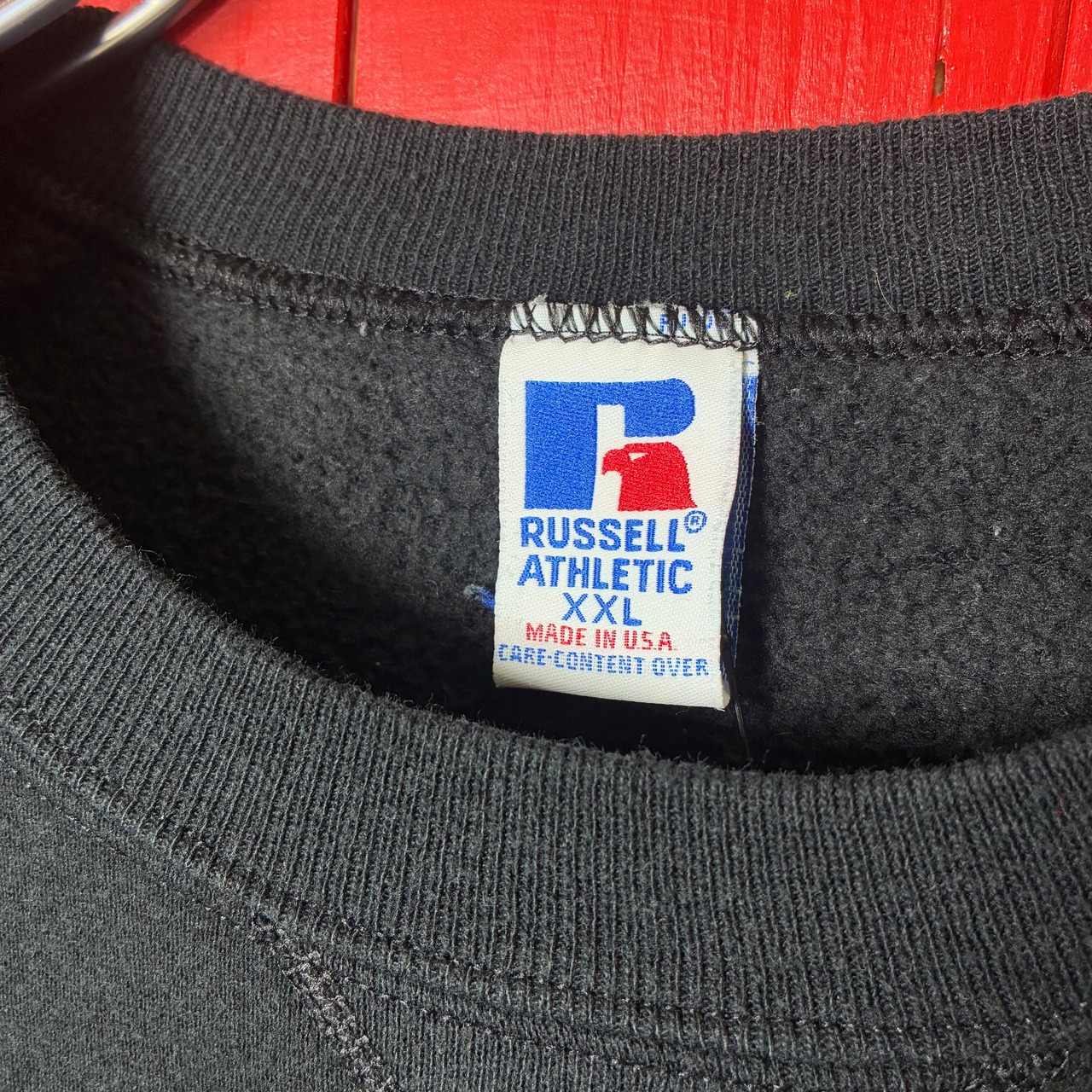 90s USA製 RUSSELL ATHLETIC CENTRAL WASHINGTON カレッジスウェット　黒　発泡プリント