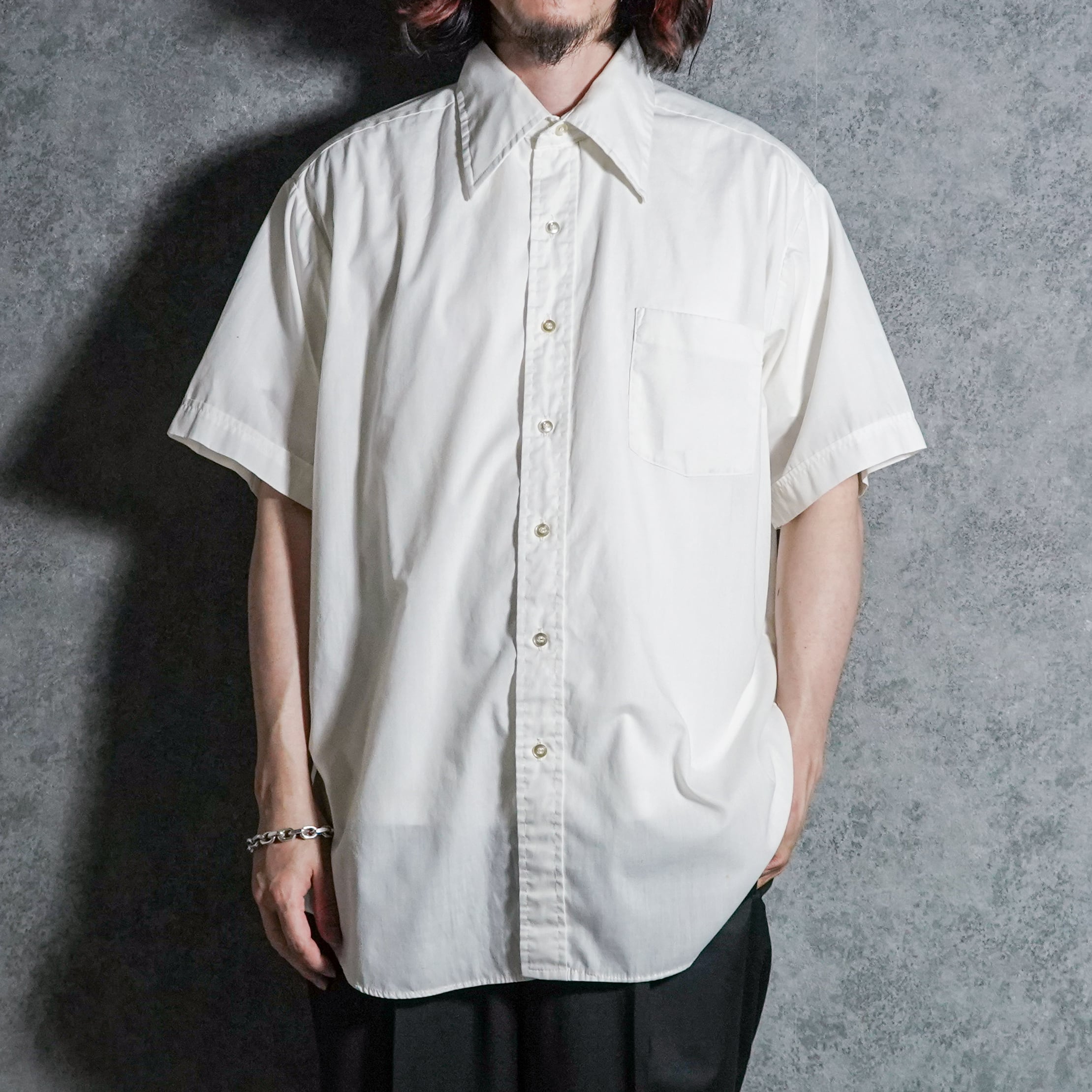 DEAD STOCK】80-90s Yves Saint Laurent Stripe BD Shirts Green YSL