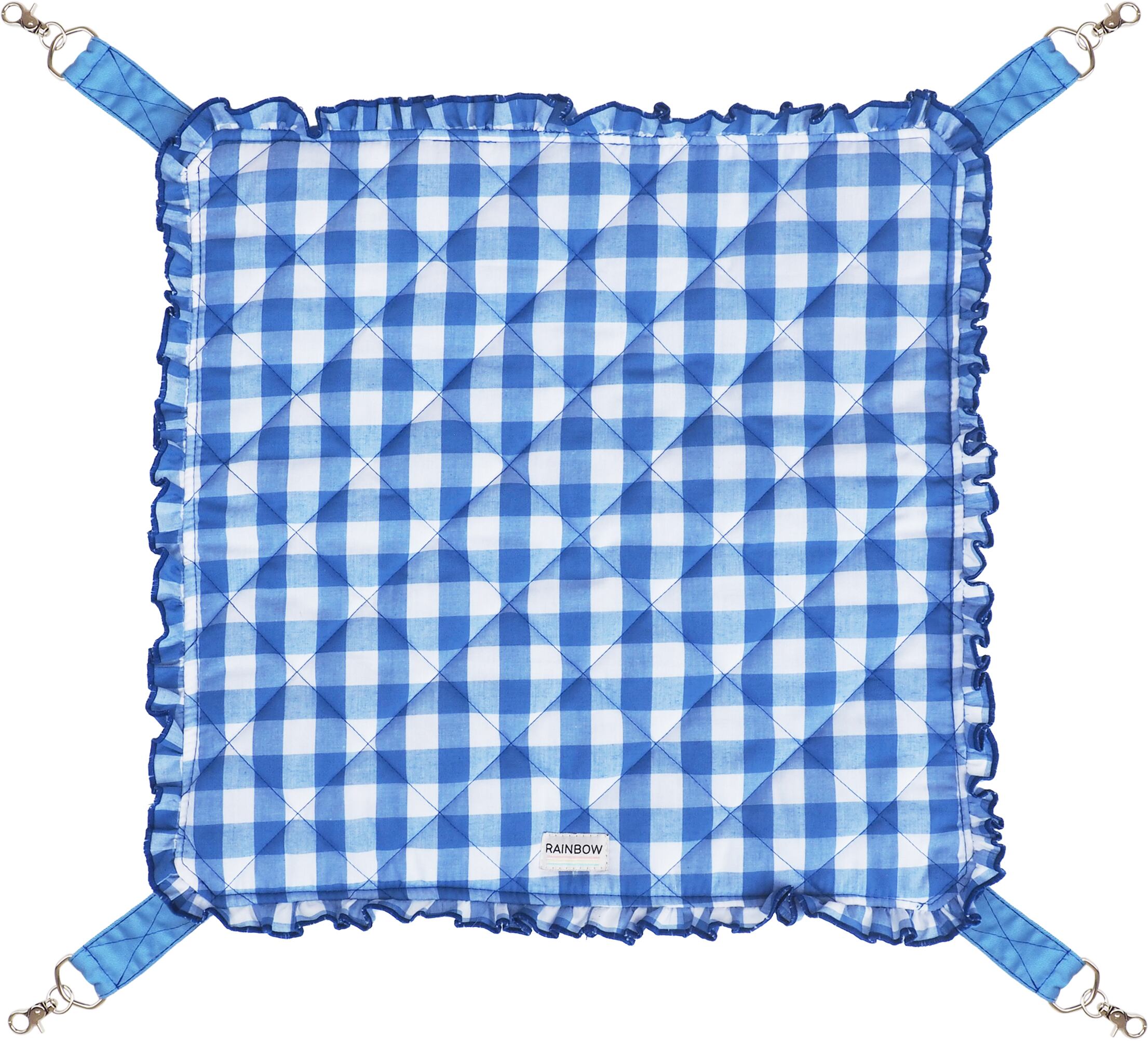 【猫ちゃん用】猫のハンモック ギンガムフリル ブルー/ブラック