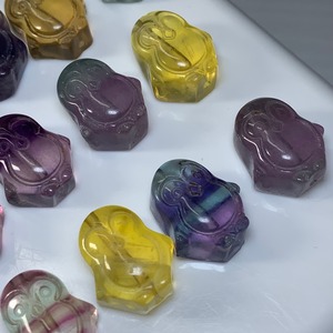 訳あり・25個セット☆ペンギンモチーフフローライト・貫通穴