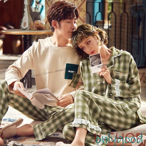 寝間着 部屋着 長ズボン ワンピース ペアルック お揃い 恋人 メンズ レディース ルームウェア 長袖 前開き ペアパジャマ 春秋冬 カップル パジャマ