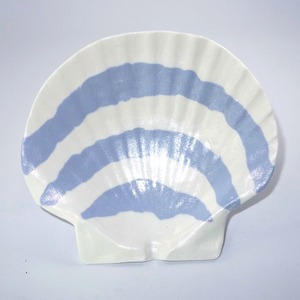ホタテ貝皿（白色縞模様）T-12