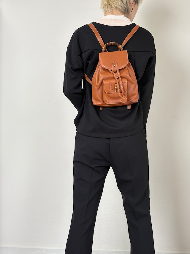 GUCCI グッチ バックパック ブラウン バンブー レザー フロントポケット vintage ヴィンテージ オールド jfzn8g