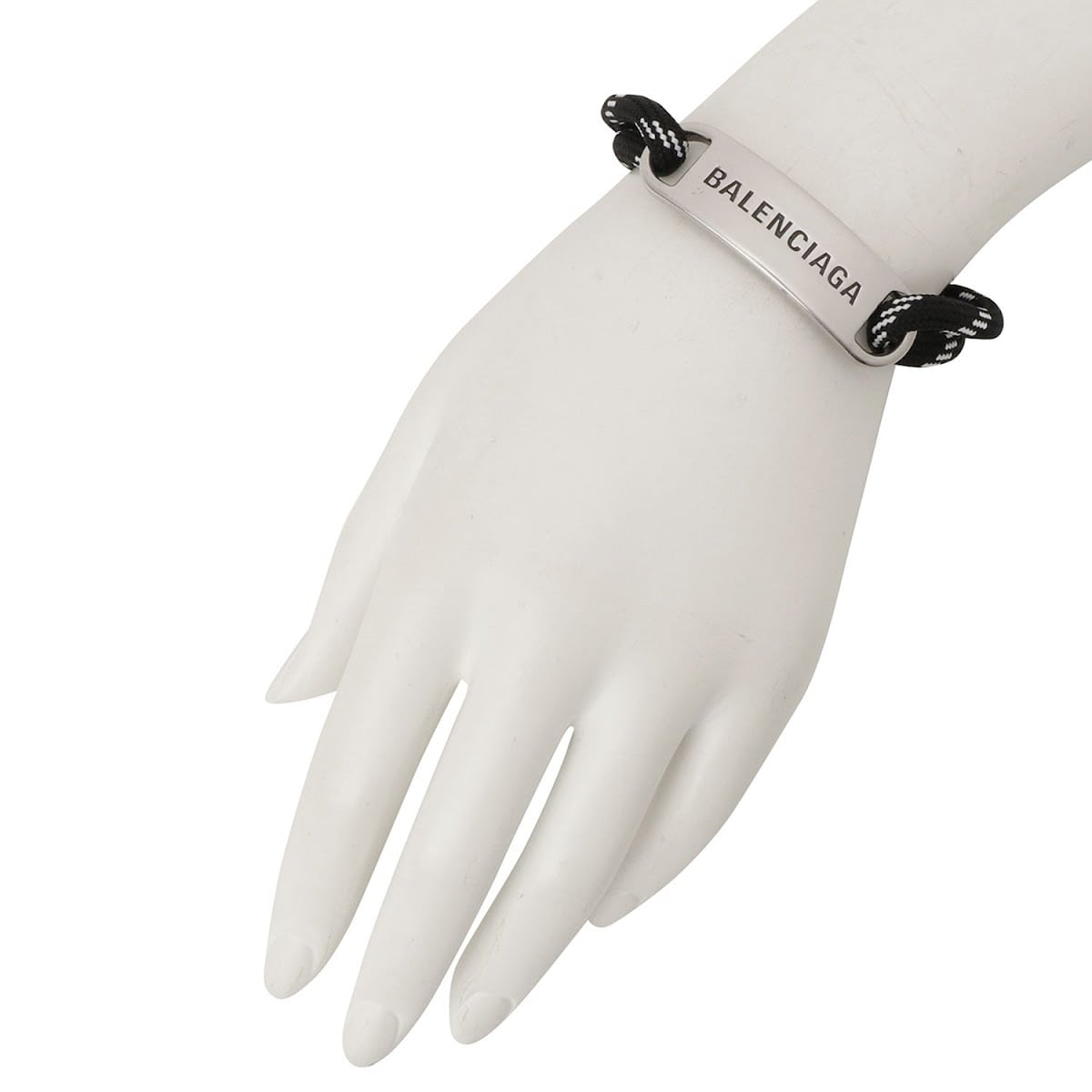 バレンシアガ ブレスレット シルバー BALENCIAGA ☆ギフトにも【BALENCIAGA】シルバー ロゴ入り真鍮ブレスレット