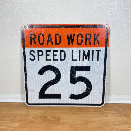 #1061 アメリカ ロードサイン 両面 道路標識 ROAD WORK SPEED LIMIT , END