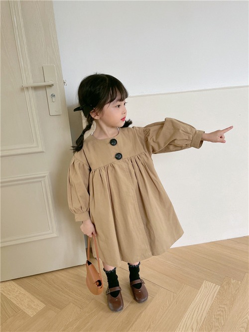 コート キッズ アウター 秋 春 バルーンスリーブ Aライン レトロ ジャケット 韓国 韓国子供服 ビッグボタン ふんわり ワンピース風アウター ジャケット 女の子 子供 人気 おすすめ かわいい 可愛い おしゃれ オシャレ プレゼント 贈り物 ギフト 80 90 100 110 120 130 0歳 1歳 2歳 3歳 4歳 5歳 6歳 7歳 8歳 9歳 10歳 11歳