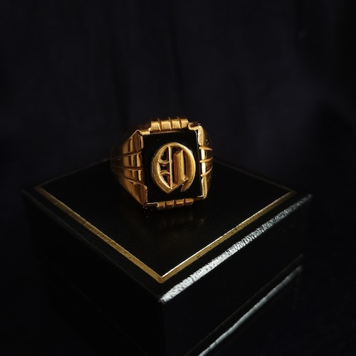 Vintage 18ct Gold Filled Onix「O」Initial Ring