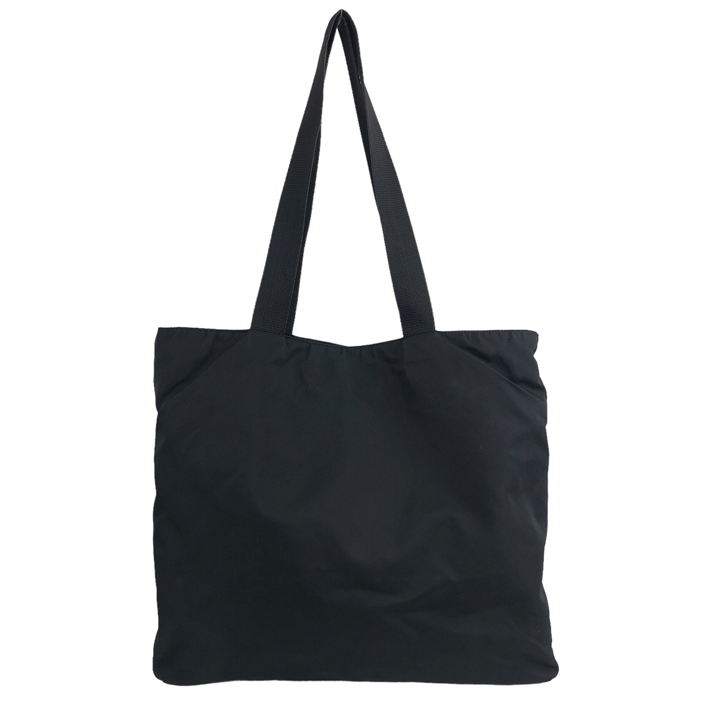 PRADA トートバッグ ブラック トライアングルロゴ ナイロン ダブルポケット