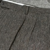 herringbone pattern tweed wool 2 tuck slacks