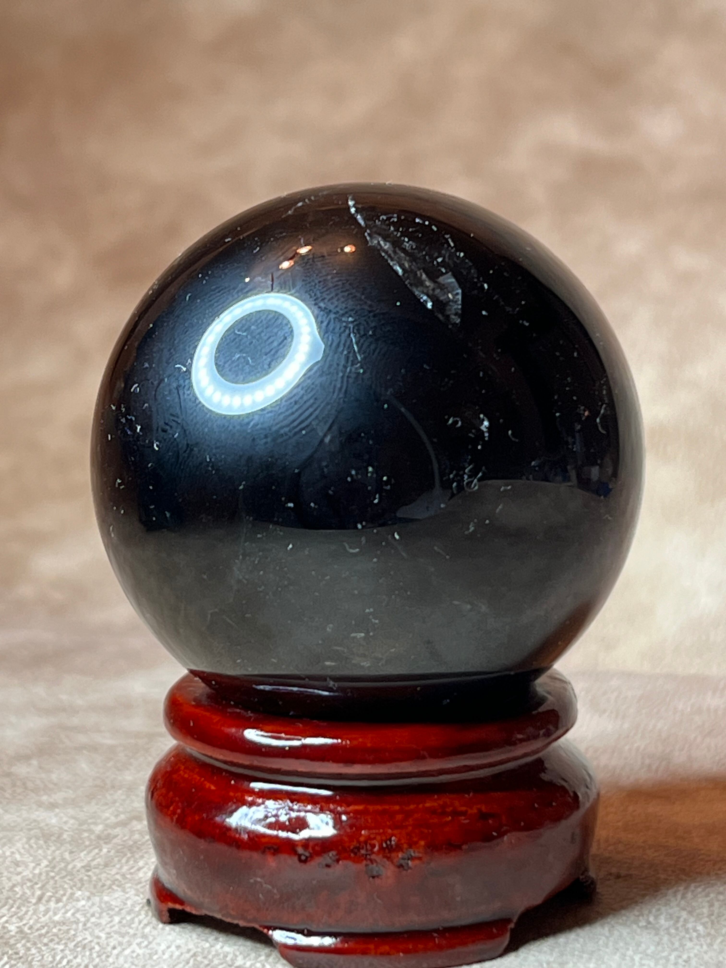 モリオン丸玉 222g 木製台座付