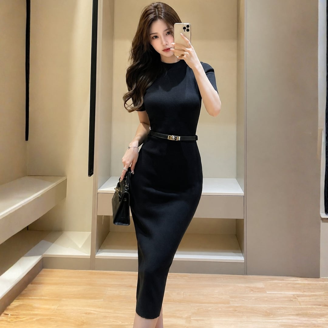 Slim fit knit dress(3color) V1330