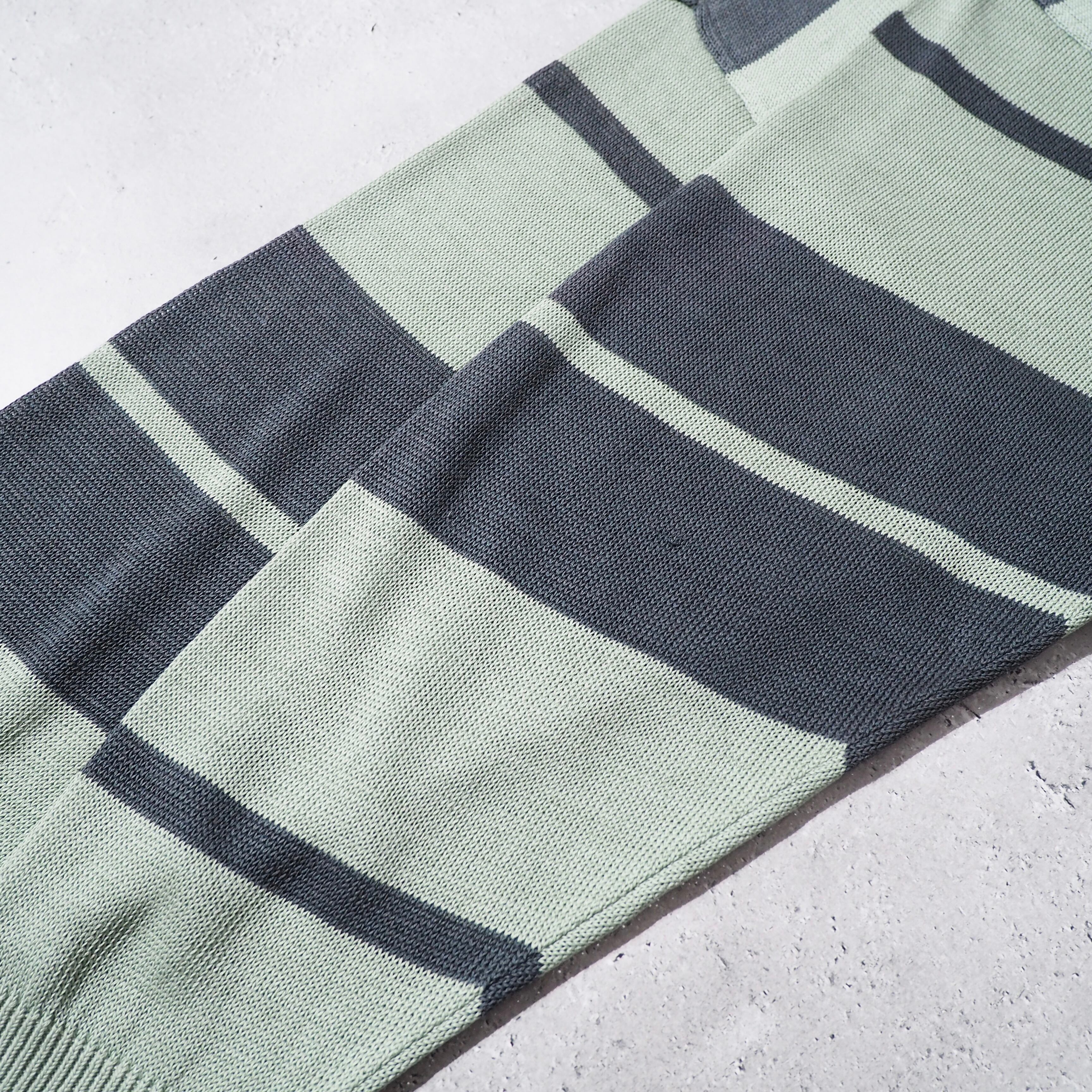 1990s " PIASPORTS " Mint green color vintage loose Border knit cardigan