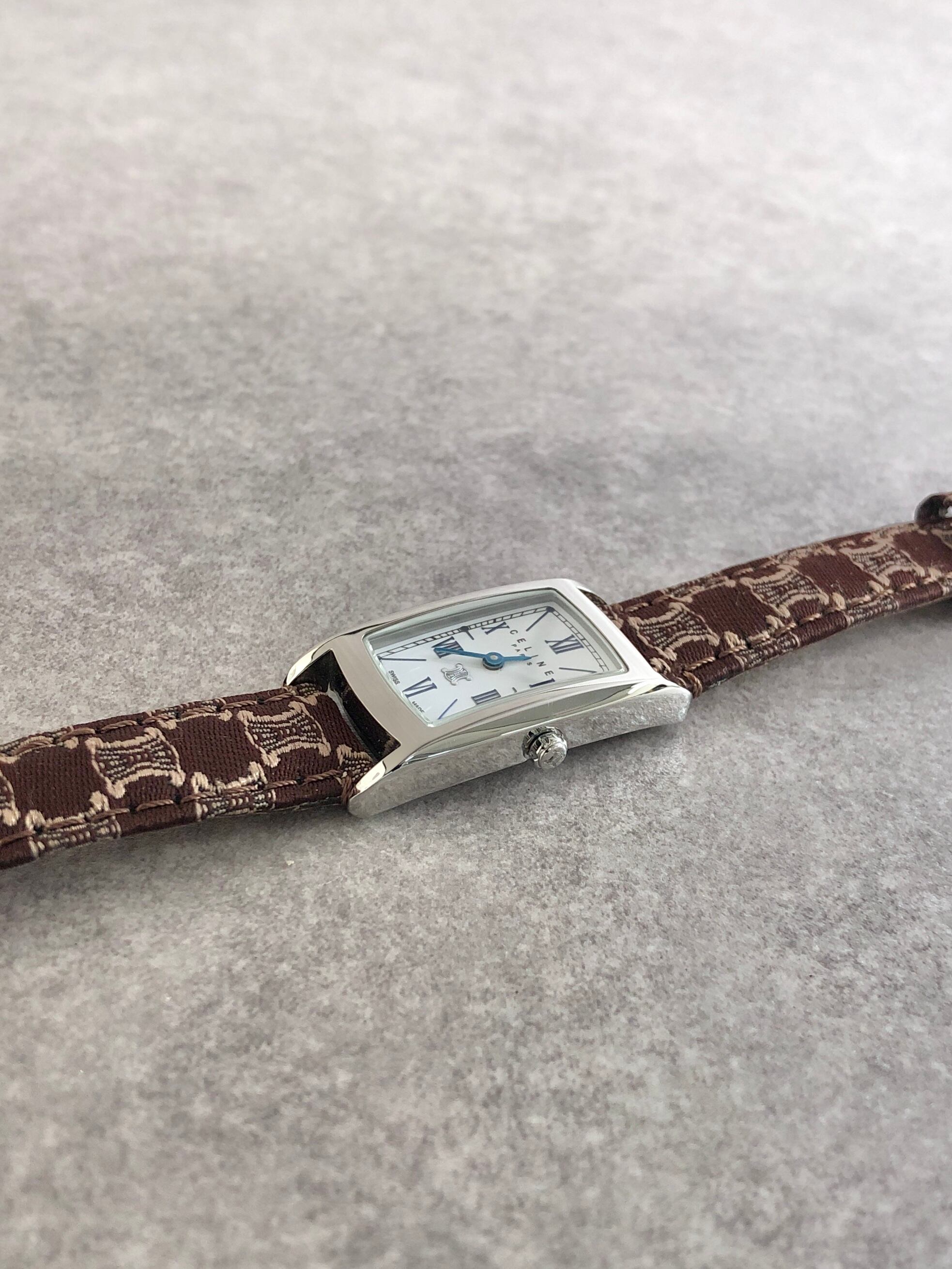 CELINE セリーヌ マカダム 腕時計 シルバー ブラウン ブラゾン