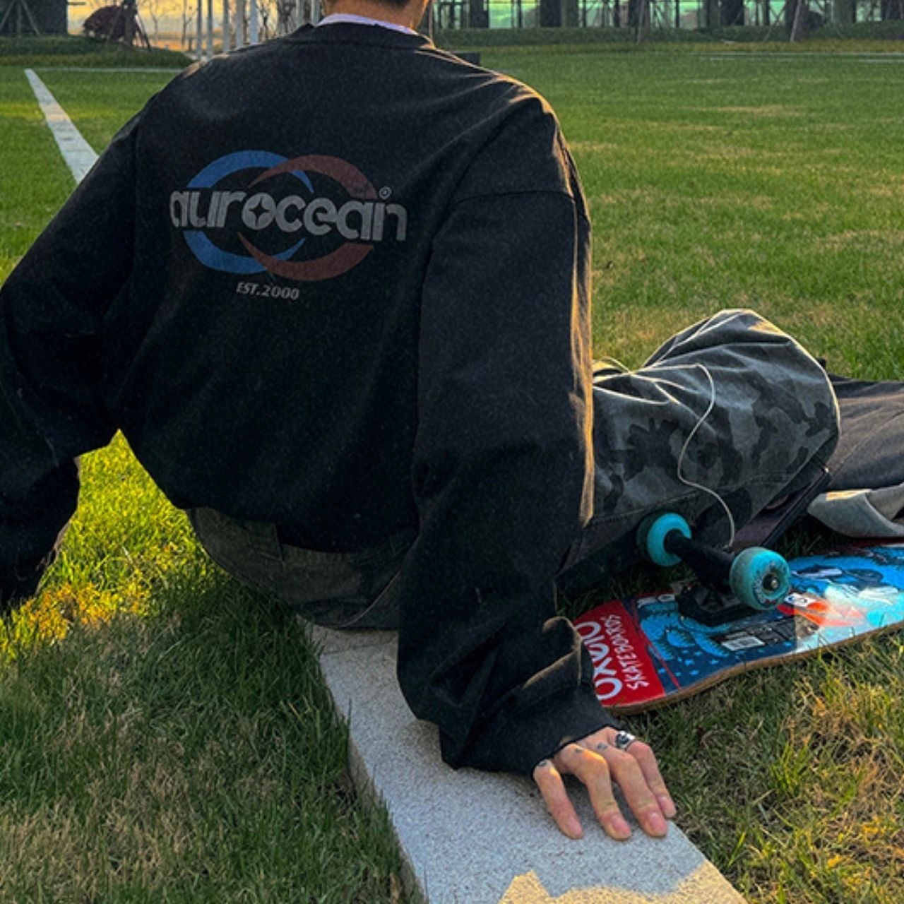 ダメージヴィンテージ風バックプリントロングTシャツ　1051