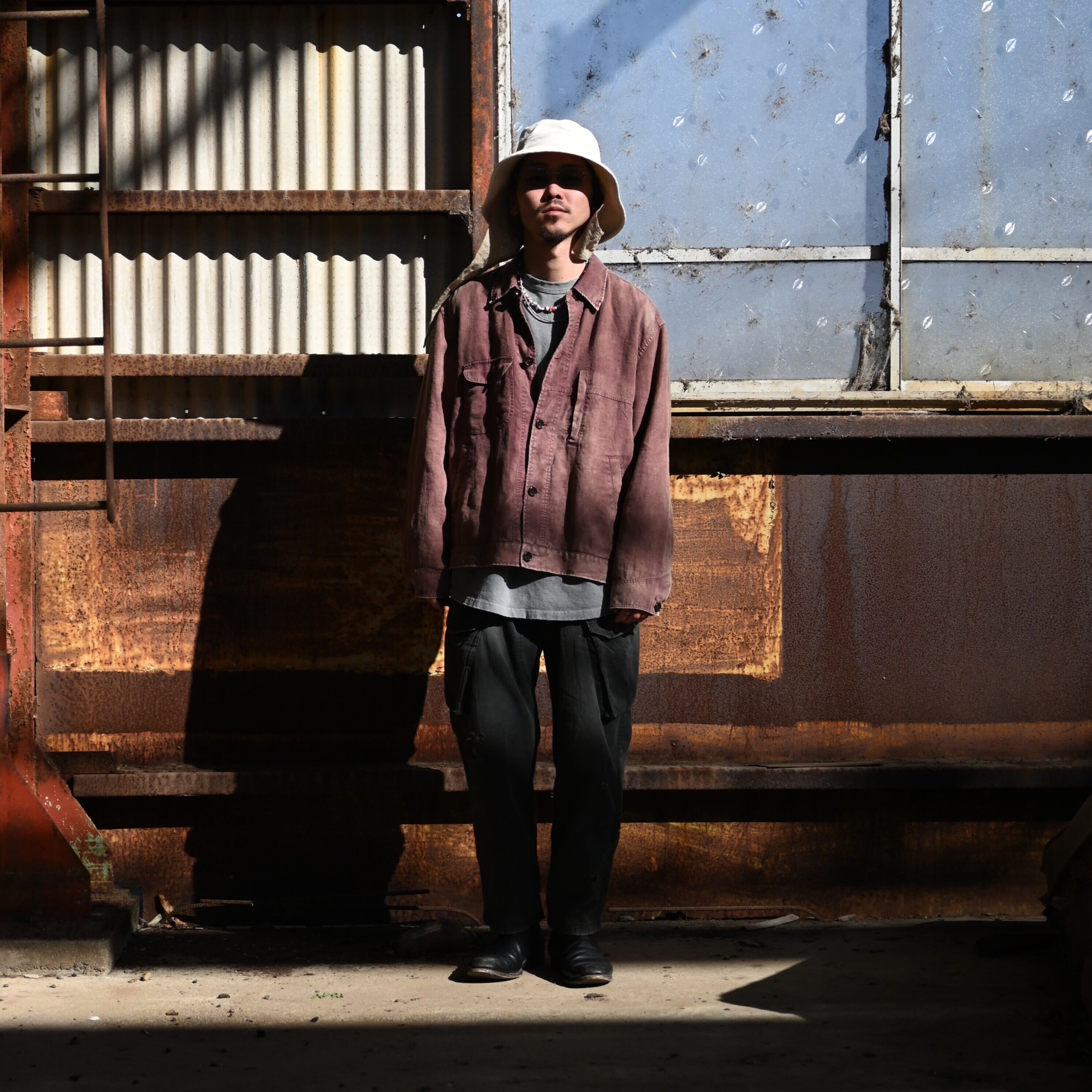 ANACHRONORM / FADED SULFUR DYED LINEN UTILITY JACKET | GANKO