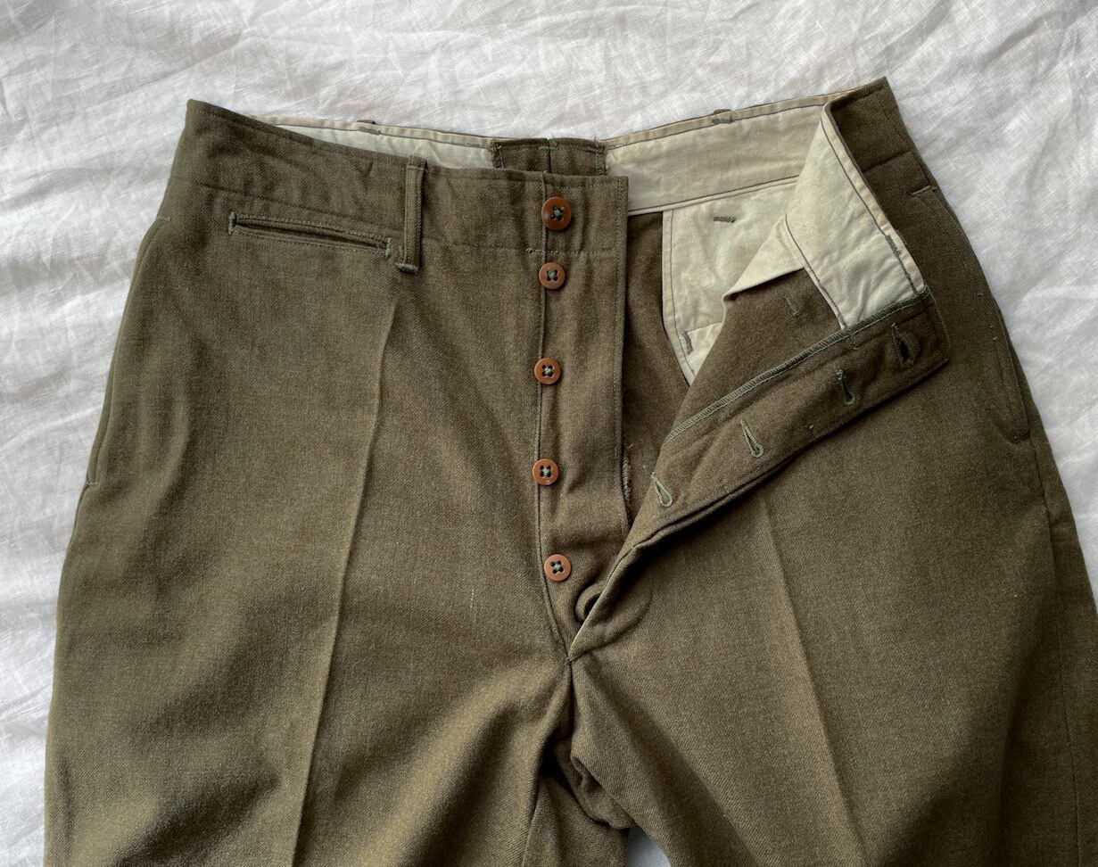 40s 米軍 実物 希少 マスタードイエロー トラウザーズ ウールパンツ 