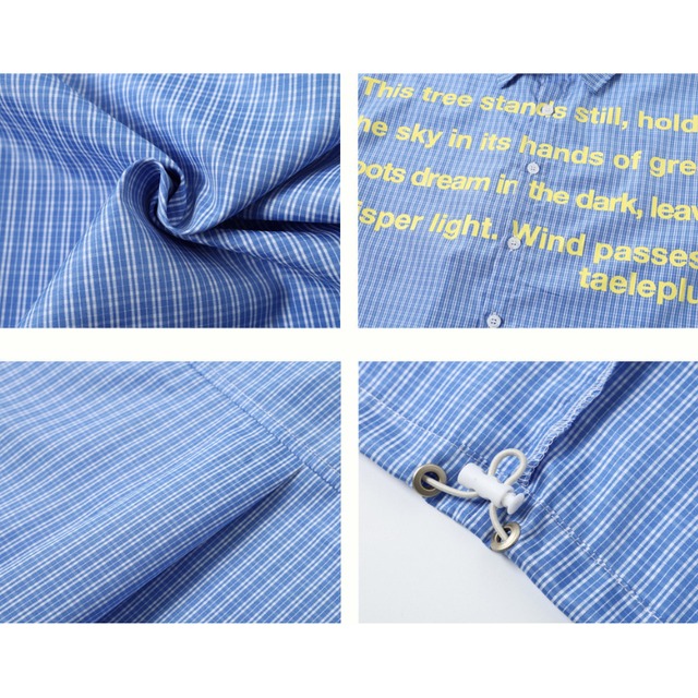 lettering blue checkered short-sleeved shirt　レタリングブルーチェック柄半袖シャツ　J1905