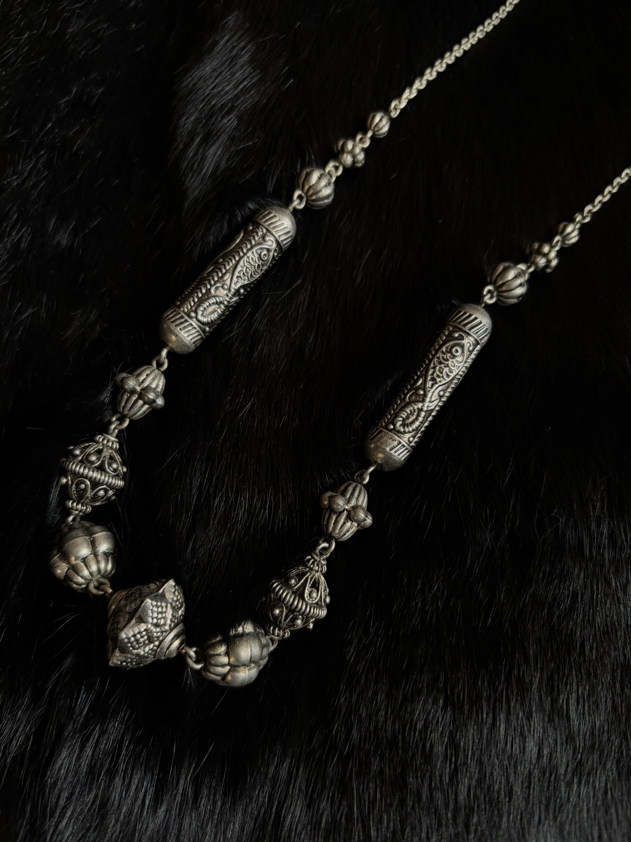 tribal metal long necklace-5147-8