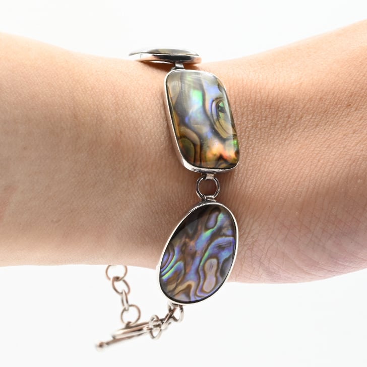 Mother Of Pearl Inlay Bold Panel Link Bracelet / Denmark | DÉMODÉ