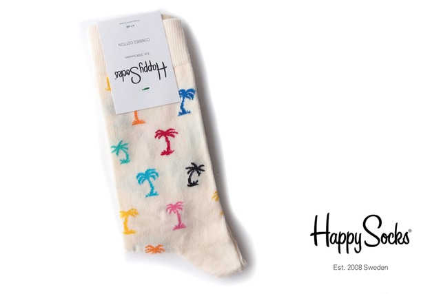 ハッピーソックス｜happy socks｜クルー丈カジュアルソックス｜パームツリー柄｜Palm Sock｜10114002