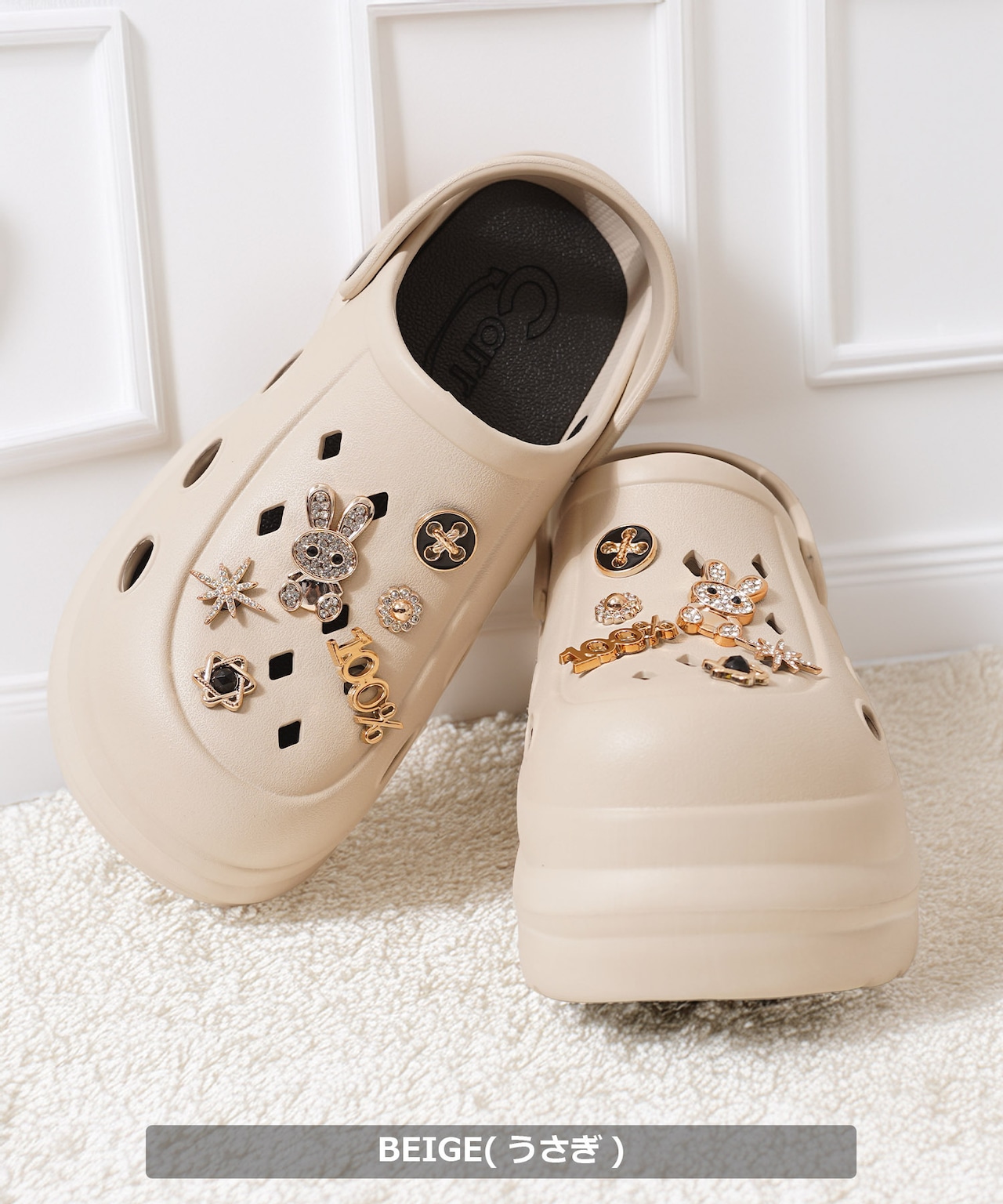 ◆ビジュー付き 厚底クロッグサンダル◆ch-25101