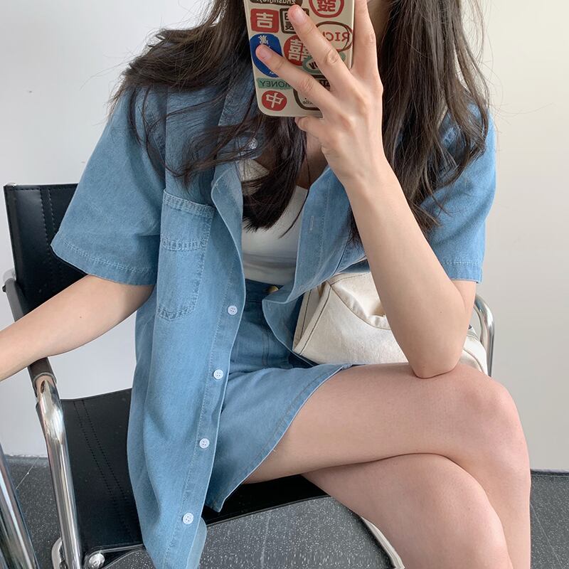 シャツ ジャケット サマー薄手カジュアルルーズ 夏物 ビッグFスモールZ韓国8803583676