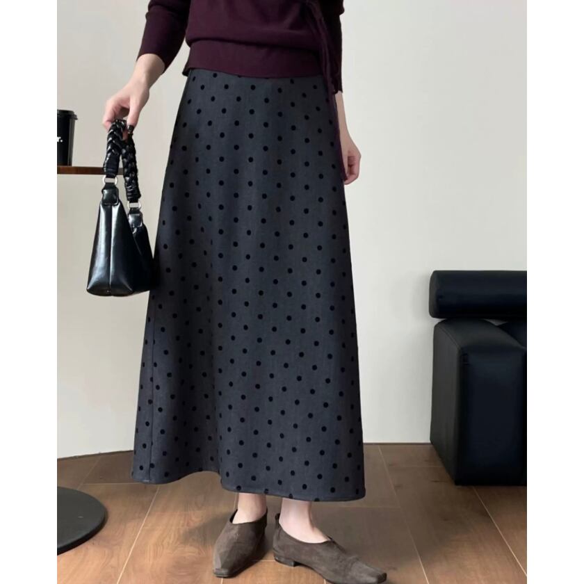 dot pattern A-line long skirt m0510