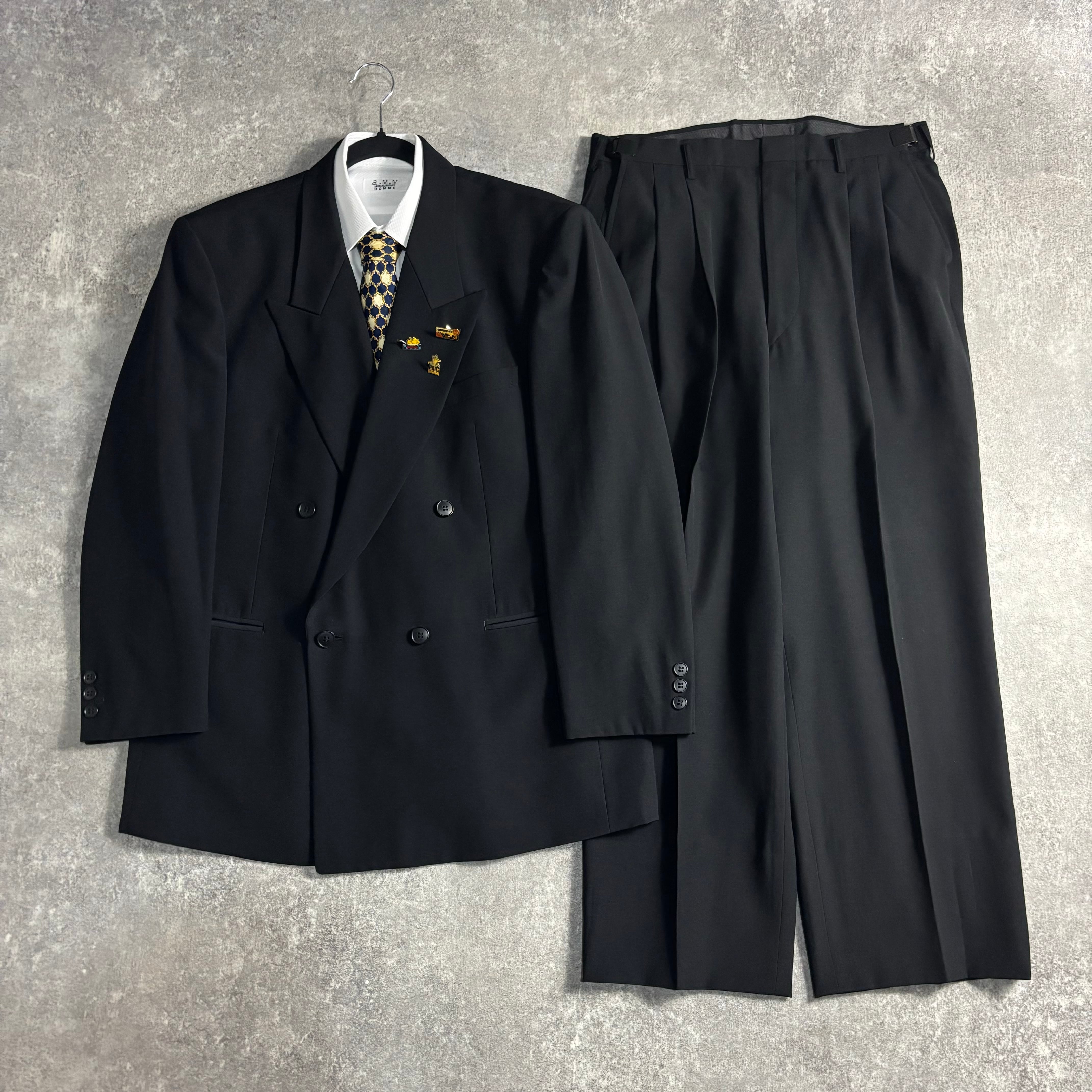 BALENCIAGA セットアップ ダブルスーツ ブラック 極上ウール BALENCIAGA セットアップ ダブルスーツ ブラック 極上ウール