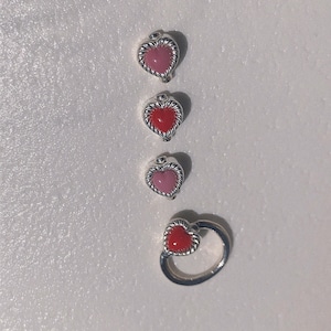 VINTAGE HEART CHARMのsnap RING body jewelry チャーム単体 SILVER925 #0003　ヴィンテージハートリングボディピアス・チャーム単体/シルバー925