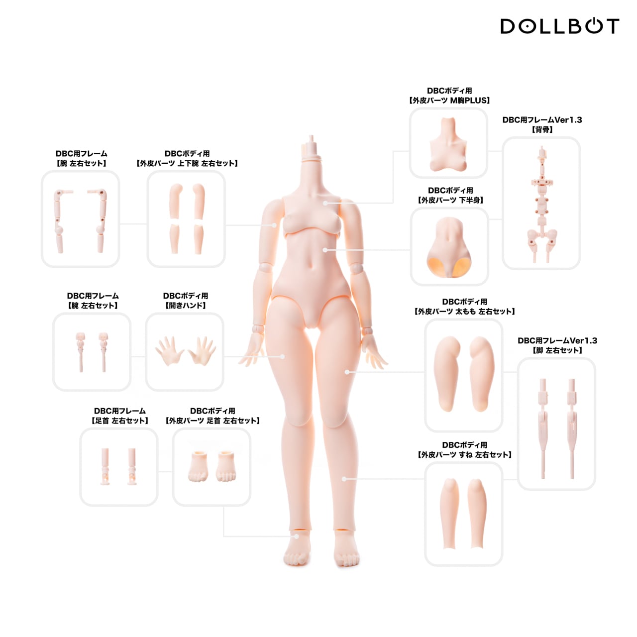 DBCボディ用【外皮パーツ M胸】PLUS（プラチナ肌） | DOLLBOT