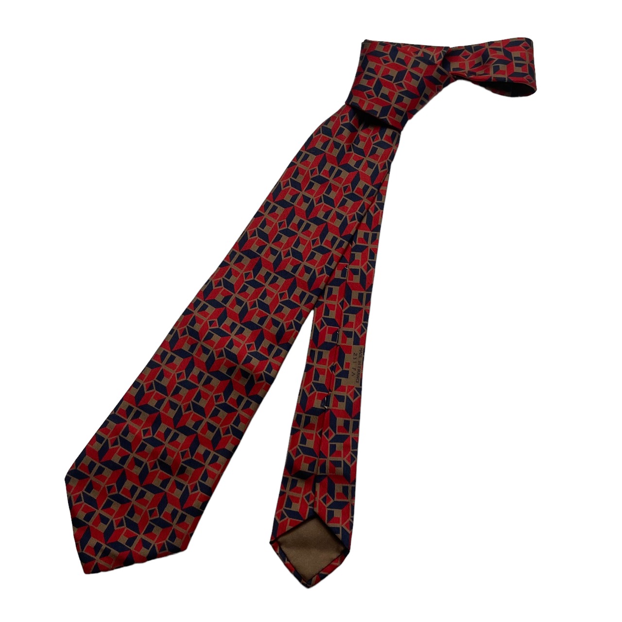 HERMES geometric print silk tie