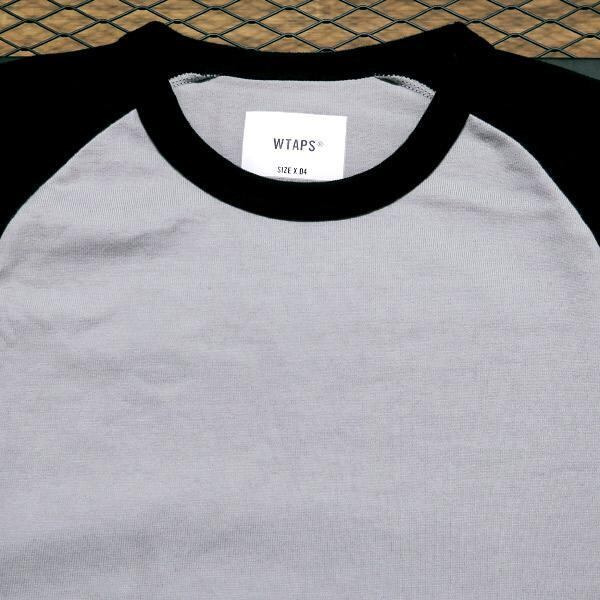 WTAPS ダブルタップス Tシャツ サイズ:M GPSロゴ 7分袖 ラグラン クルーネックTシャツ IAN / RAGLAN 21SS グレー ネイビー トップス カットソー 長袖 【メンズ】